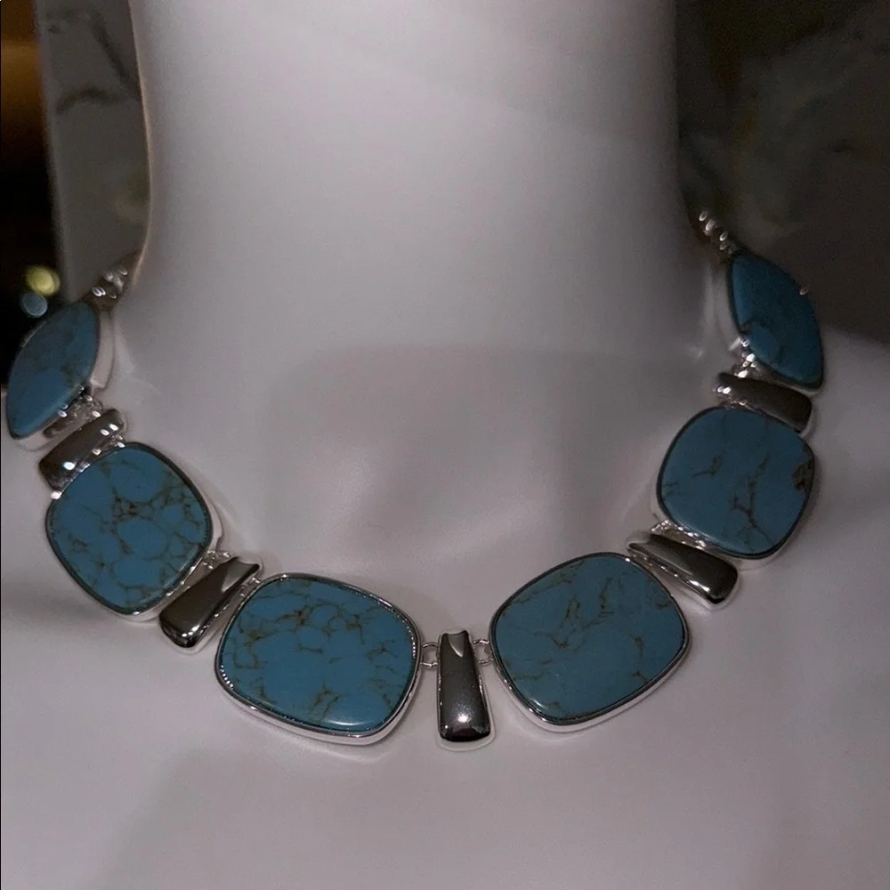 Lauren Ralph Lauren Silver Necklace with Blue Stones - Picture 3 of 11